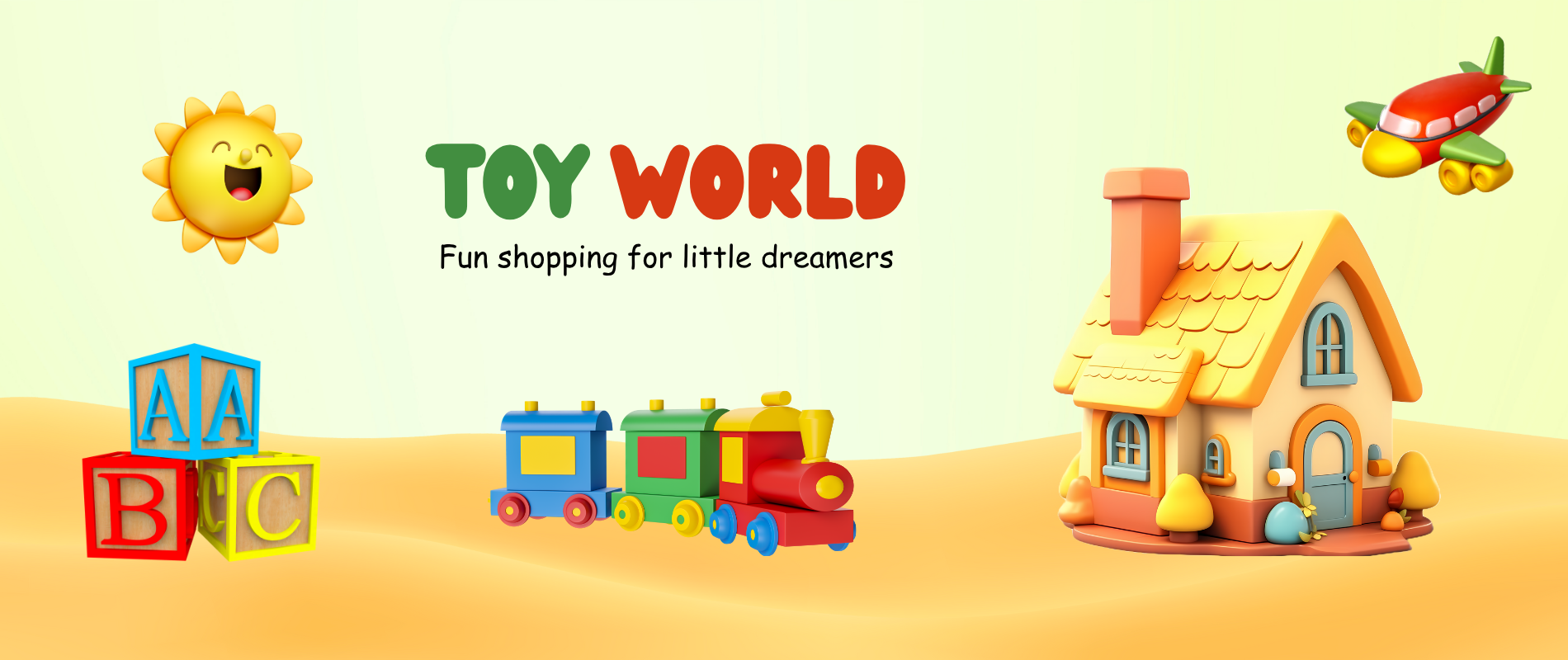 Red Yellow and Green Playful Toys Facebook Cover (1900 x 800 px)
