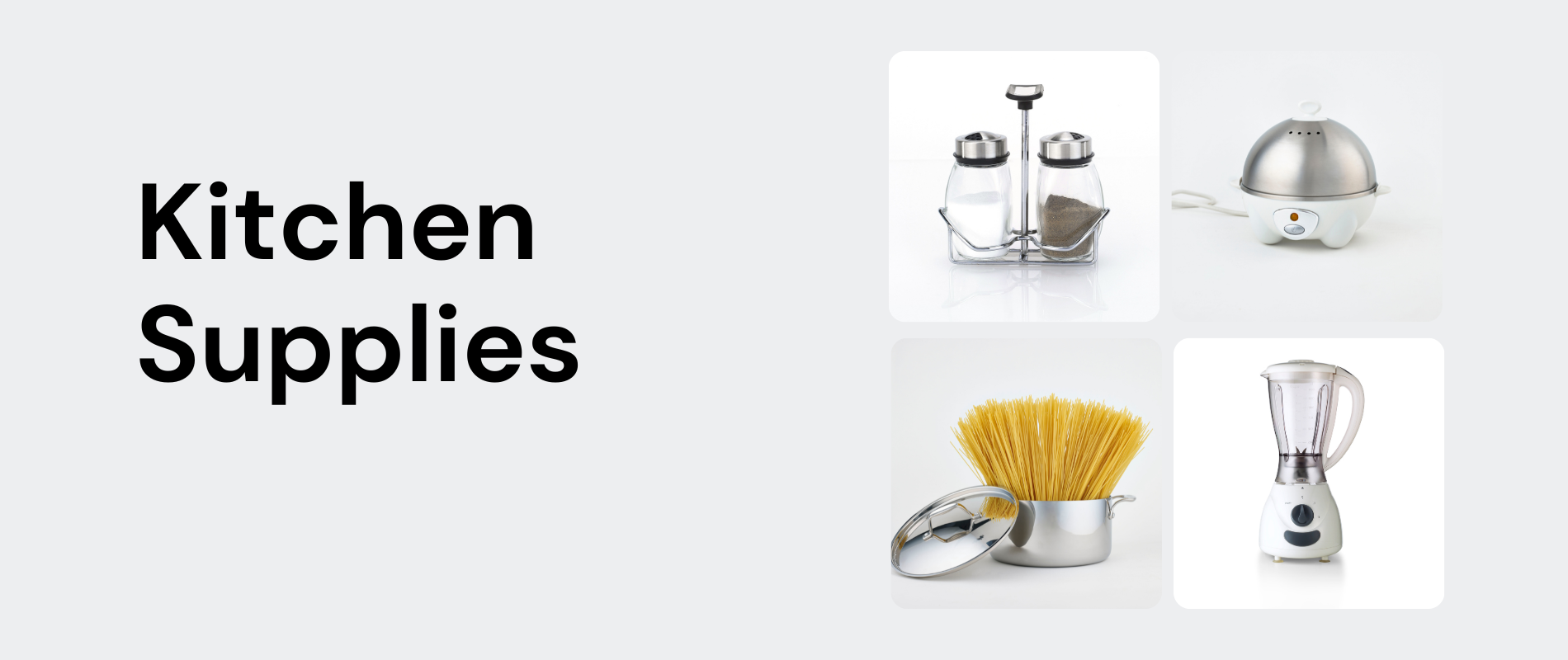 White Elegant Kitchen Supplies And Tools Banner (1900 x 800 px)